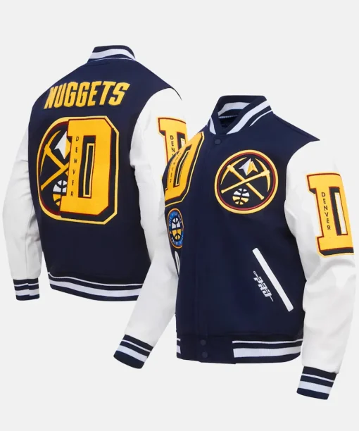 Men's Denver Nuggets Pro Standard Navy Mash-Up Full-Zip Varsity Jacket