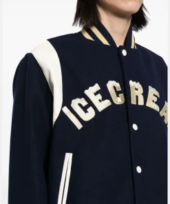 Mens ICECREAM Drippy Blue Varsity Bomber Jacket