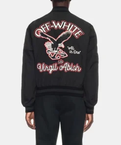 Off-White x Paris Hilinski Golf Virgil Abloh's Varsity Jacket Black Golf