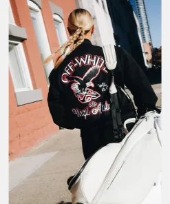 Paris Hilinski Off-White Virgil Abloh's Varsity Jacket Black Golf