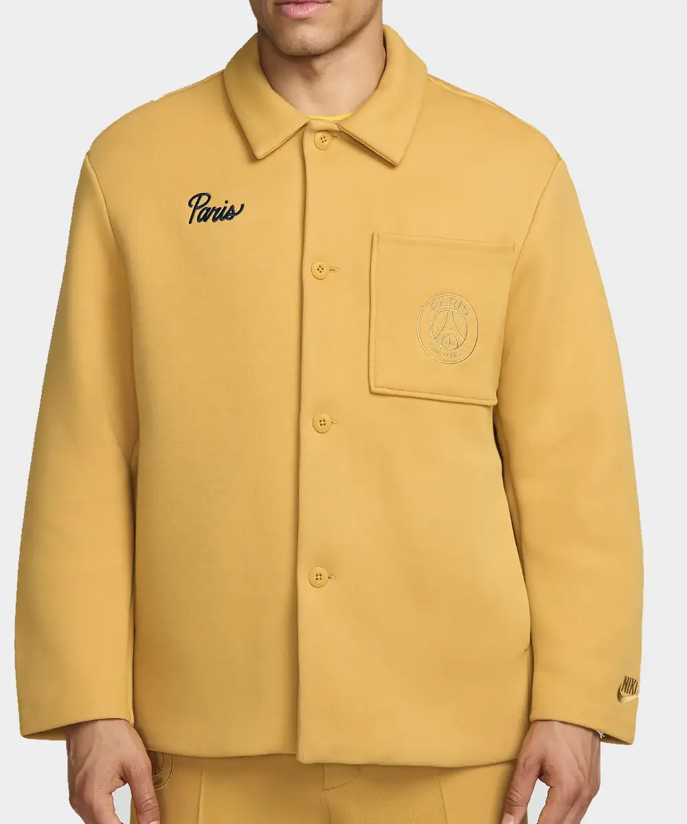 Paris Saint Germain (PSG) Nike Cycling Redefined Tech Fleece Shacket Wheat Gold Jacket