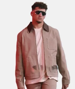Patrick Mahomes Chiefs v Chargers Game Brown and Beige Jacket