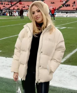 Shop Brittany Mahomes Kansas City Chiefs Beige Puffer Jacket