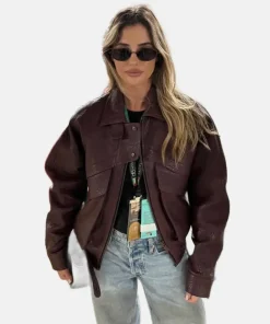 Tia Lineker Oversized Leather Jacket