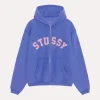 Unisex Stussy Faded Graphic Zip Hoodie blue