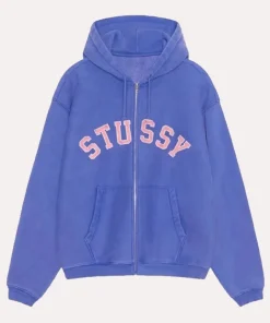 Unisex Stussy Faded Graphic Zip Hoodie blue