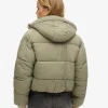 superdry Kaki Femme Aux Femmes Doudoune Courte Cocoon Taille Taille