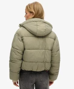 superdry Kaki Femme Aux Femmes Doudoune Courte Cocoon Taille Taille