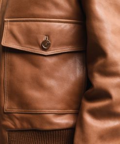 Men’s Brown Leather Jacket white Shearling