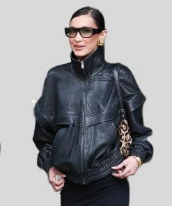 Bella Hadid NYC 2025 Approved Black Leather Jacket for Autumn