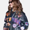 Hailey Bieber New York Knicks Leather Jacket