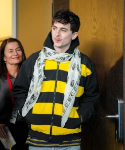 Shop Timothee Chalamet wears Columbus Crew jacket for Bob Dylan movie