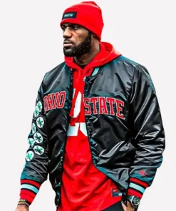 LeBron James Ohio State Buckeyes Bomber Full-Snap Satin Varsity Jacket
