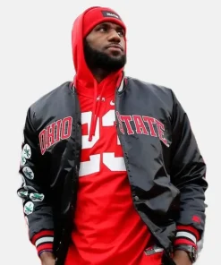 LeBron James Ohio State Buckeyes Bomber Full-Snap Satin Varsity Jacket for Men