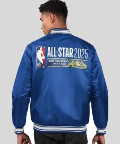 Men's 2025 NBA All-Star Game Starter Royal Satin Full-Snap Varsity Jacket