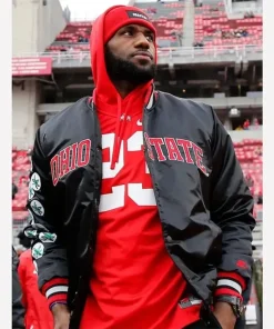 Ohio State Buckeyes Bomber Full-Snap Satin Varsity Jacket LeBron James