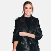 Super Bowl LIX Rebecca Minkoff x WEAR by Erin Andrews Women's Exclusive Oversized Leather Asymmetrical Moto Full-Zip Black Jacket