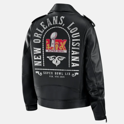 Erin Andrews WEAR Jacket LIX Superbowl Rebecca Minkoff Jacket black leather 9th February 2025