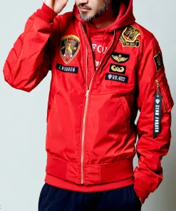 STRICT-G x ALPHA Light MA-1 Bomber Jacket Red