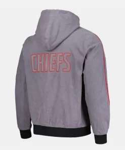 The Wild Collective Gray Kansas City Chiefs Corduroy Hoodie Bomber Jacket