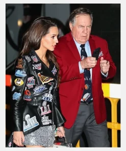 UNC Football Coach Bill Belichick Girlfriend Jordon Hudson Black Leather Jacket