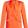 Kate Hudson Running Point Double Breasted Orange Satin Blazer
