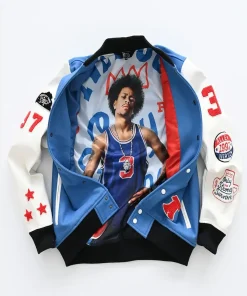 Allen Iverson The Answer Stephen Curry Melton Blue Varsity Jacket