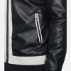 American Idol S23 Desmond Roberts Striped Leather Jacket Grey