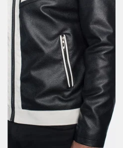 American Idol S23 Desmond Roberts Striped Leather Jacket Grey