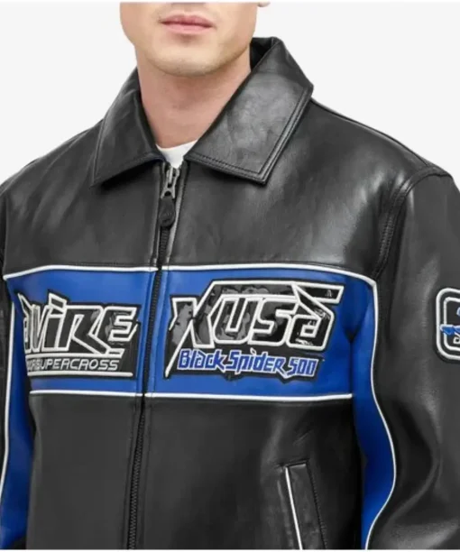 Black Spider Leather Jacket Avirex Men's