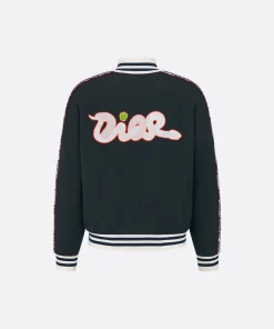 Dior & Kaws Varsity Bomber Jacket Blacj'