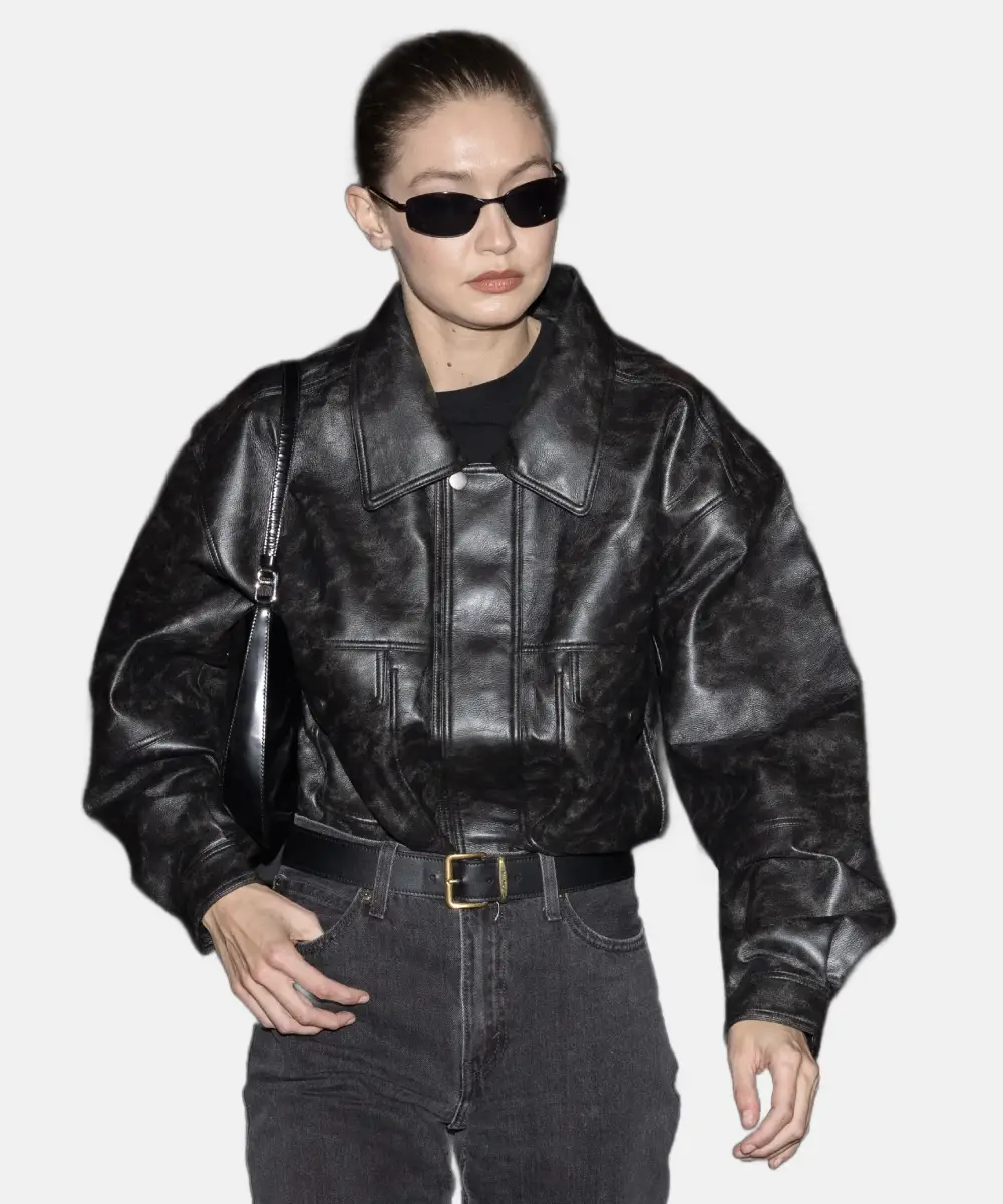 Gigi Hadid Black Leather Jacket