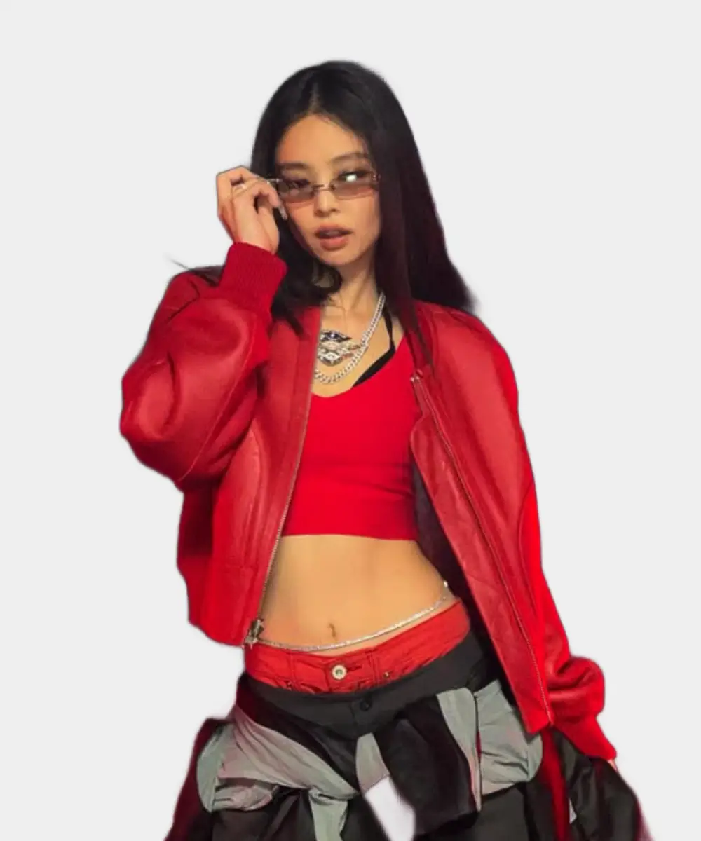 Jennie Kim Like JENNIE Red Bomber Jacket
