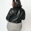 Jiacca Production - Women Plus Size Black Leather Motorcycle Jacket
