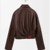 Loewe Draped Brown Leather Jacket
