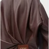 Loewe Lambskin Draped Crop Brown Leather Jacket