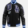 Magic Johnson Los Angeles Dodgers Black Mash Up Wool Full-Zip Varsity Jacket by Pro Standard