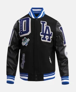 Magic Johnson Los Angeles Dodgers Black Mash Up Wool Full-Zip Varsity Jacket by Pro Standard