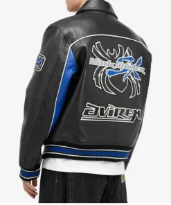Mens Avirex Black Spider Leather Jacket