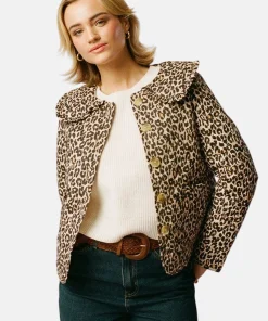 Cheetah Leopard Print Quilted Cotton Jacket