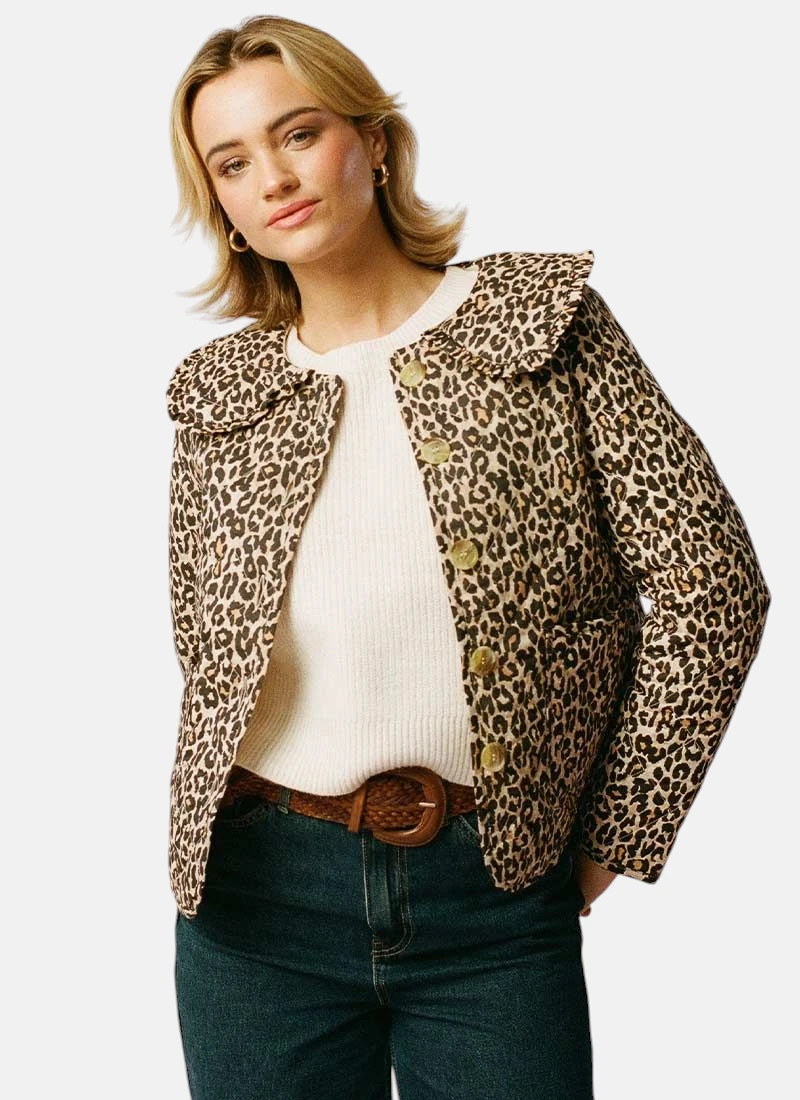 Cheetah Leopard Print Quilted Cotton Jacket