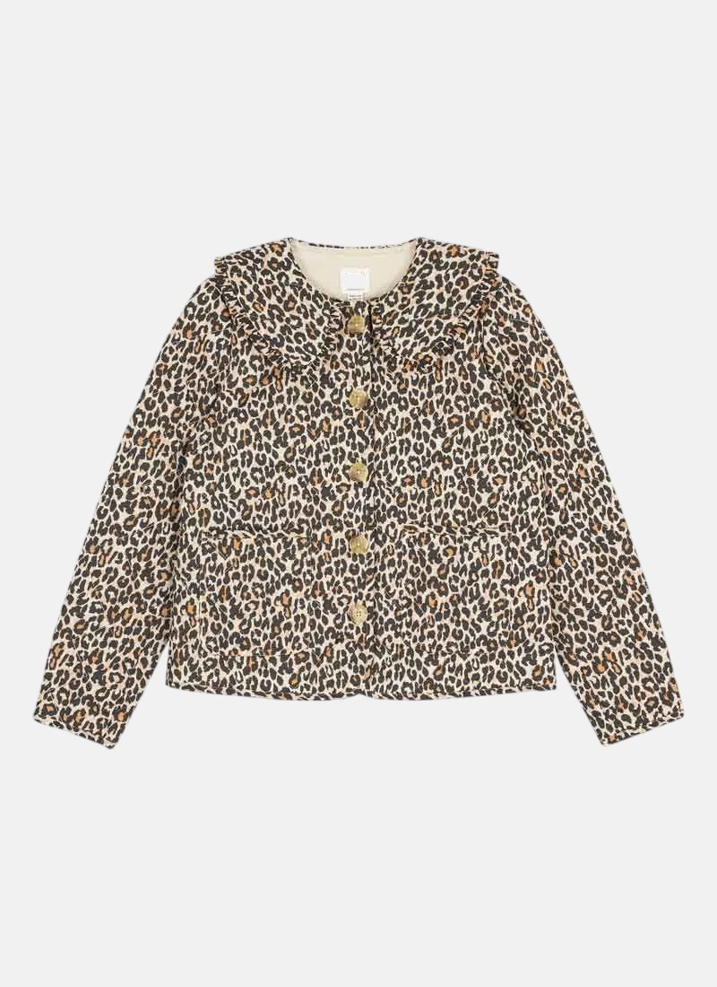 Gorgeous Brooke Leopard Print Cotton Frill Collar Jacket