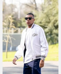 Real Madrid Superstar Kylian Mbappe Christian Dior Varsity Bomber Jacket