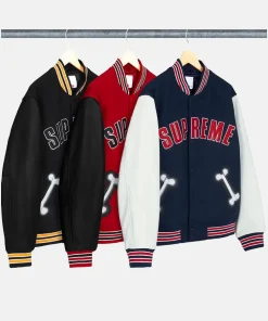 Supreme Community Bone Varsity Jacket Unisex - (Red, Blue, Black)