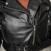 Women Oversized Black Leather Motorcycle Jacket