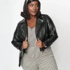 Women Plus Size Black Leather Jacket