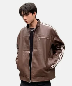 Y2K American Brown Leather Jacket