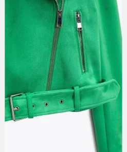 Zara Green Suede Motorcycle Jacket Women