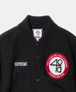 2025 Supreme and Spike Lee’s 40 Acres Unite Black Varsity Jacket