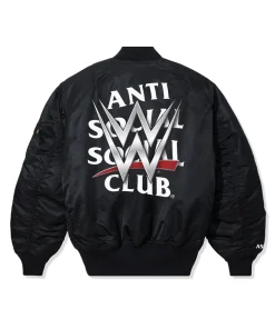 Anti social social club assc x wwe venue bomber jacket black